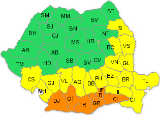 Cod portocaliu de canicula in sudul tarii, Foto: Administratia Nationala de Meteorologie