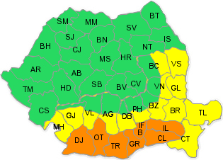 Cod portocaliu de canicula in sapte judete din sud, Foto: Administratia Nationala de Meteorologie