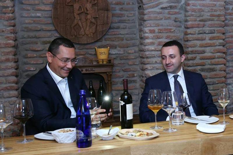 Victor Ponta, la o degustare de vinuri cu premierul georgian Irakli Garibashvili, Foto: Facebook/Irakli Garibashvili