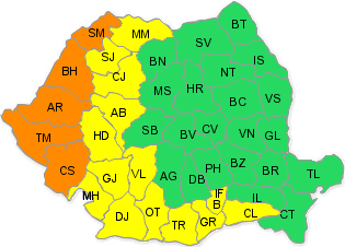 Cod galben si cod portocaliu de canicula, sambata, Foto: ANM