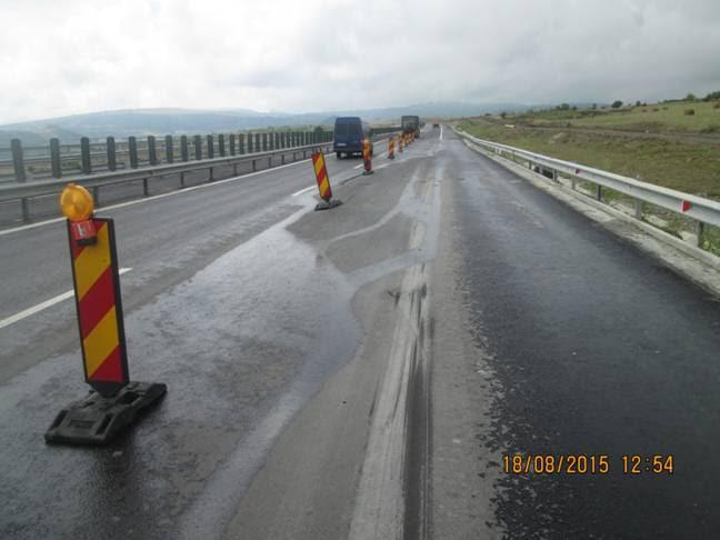 Zona crapaturii in asfaltul autostrazii Orastie - Sibiu lot 3, Foto: CNADNR