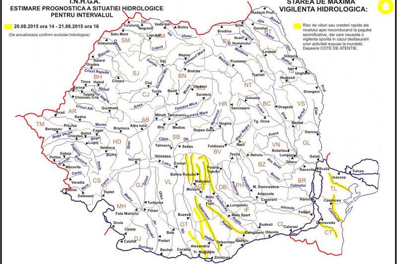 Cod Galben de inundatii in sapte judete din sud si Dobrogea, Foto: INHGA