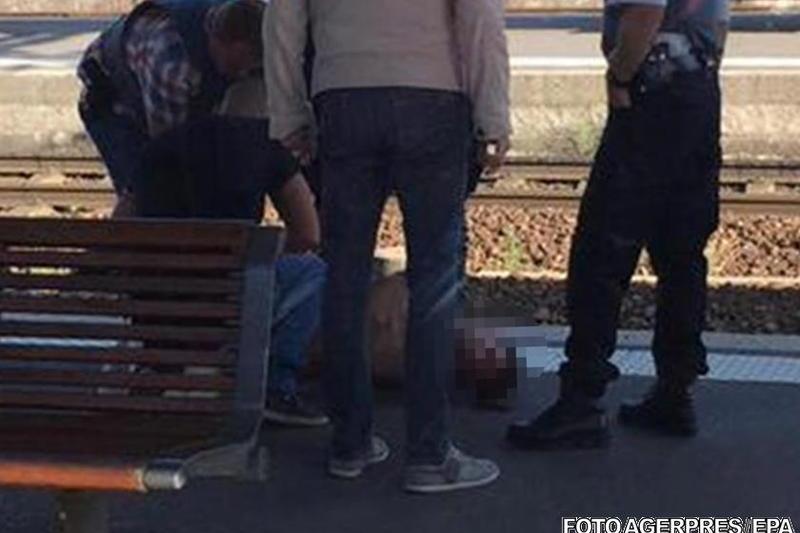 Suspectul, la momentul arestarii sale in gara Arras, Foto: Agerpres/EPA