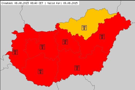 Cod rosu de canicula in Ungaria, Foto: meteoalarm.eu