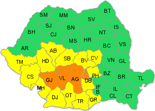 Cod galben si portocaliu de ploi si vant, Foto: Administratia Nationala de Meteorologie