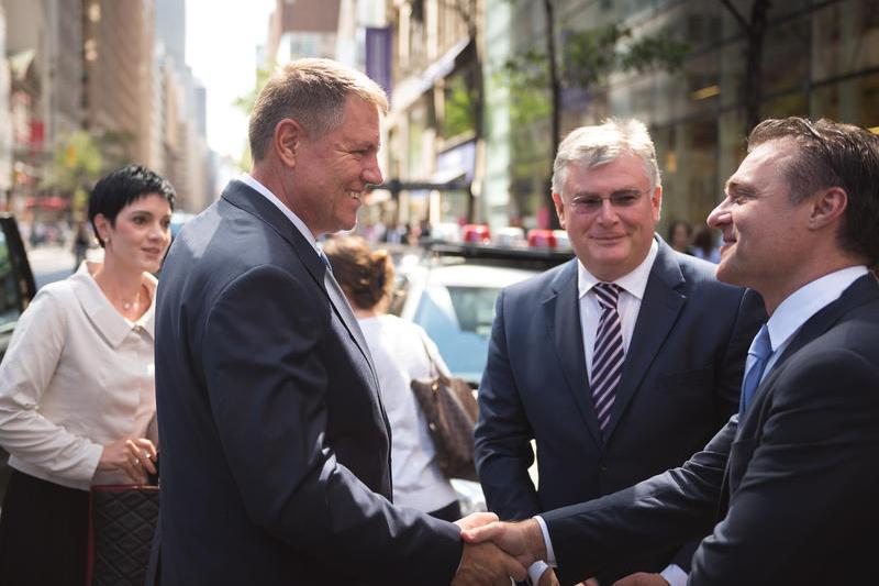 Klaus Iohannis la intalnirea cu investitorii americani, Foto: Presidency.ro