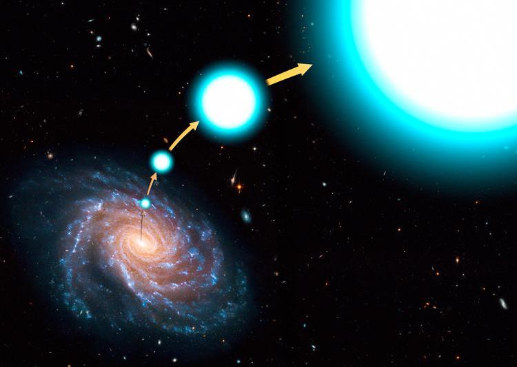 Steaua HE 0437-5439, expulzata din Calea Lactee, Foto: NASA, ESA, and G. Bacon (STScI)