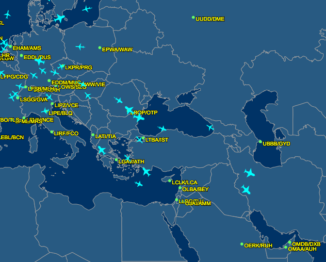 Curse de pasageri, Foto: flightaware.com