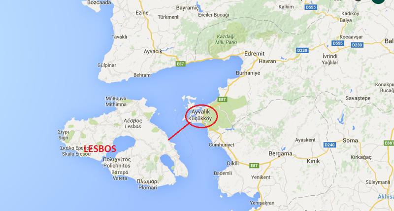 Coasta Turciei si insula Lesbos, Foto: Google Maps