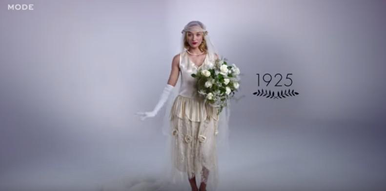 Model de rochie de mireasa reprezentativ pentru anul 1925, Foto: Captura YouTube