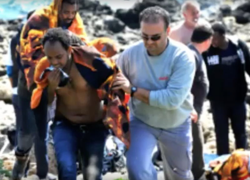 Refugiati sosind pe o insula din Grecia, Foto: Captura YouTube