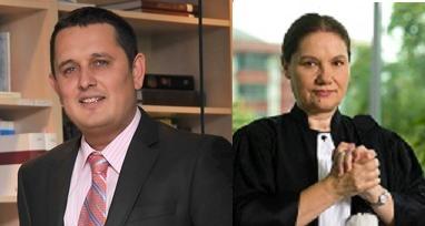 Gheoghe Piperea (avocatul grupului de clienti) si Ana Diculescu Sova (avocatul institutiei de credit), Foto: Hotnews