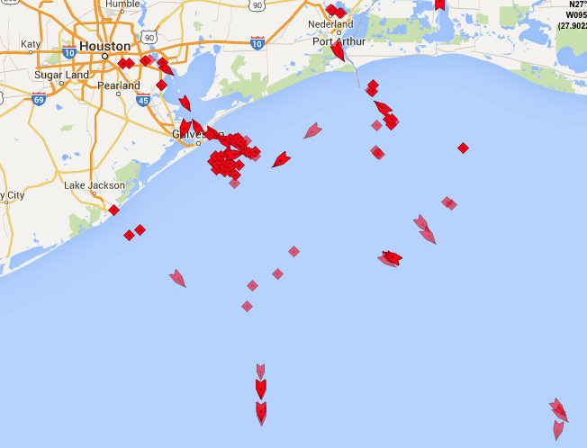 Tancuri petroliere in Houston, Foto: marinetraffic.com