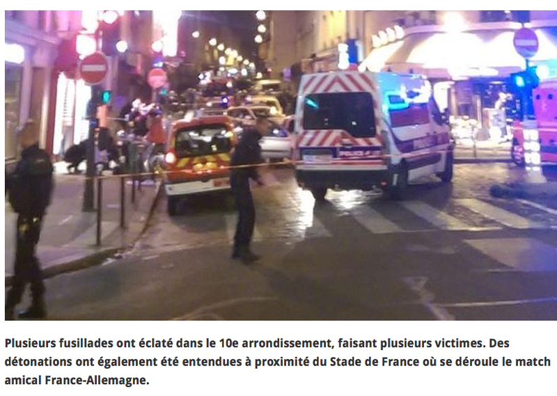 Explozii si impuscaturi la Paris 13 noiembrie 2015, Foto: Captura Le Figaro