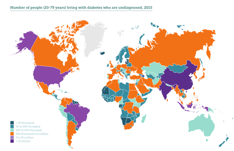 Harta persoanelor nediagnosticate cu diabet, Foto: International Diabetes Federation