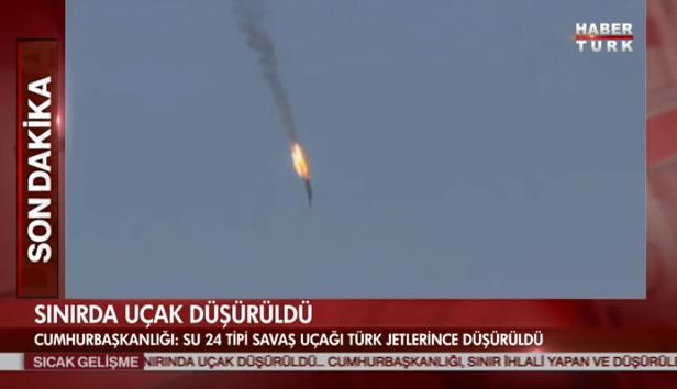 Avionul rusesc in flacari dupa atacul Turciei, Foto: Haberturk TV