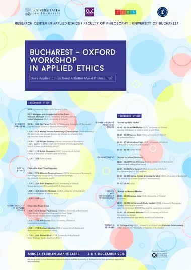 Bucharest-Oxford workshop in applied ethics, Foto: Centrul de Cercetare in Etica Aplicata