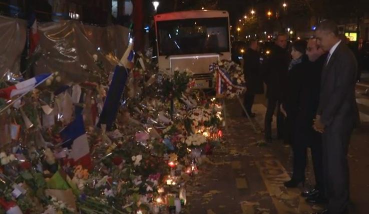 Obama si Hollande la Bataclan, Foto: Captura Youtube.com