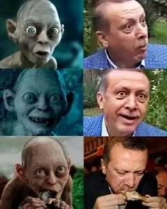 Erdogan, comparat cu Gollum, Foto: diken.com.tr