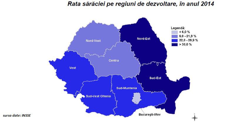 Rata saraciei pe regiuni, Foto: Hotnews