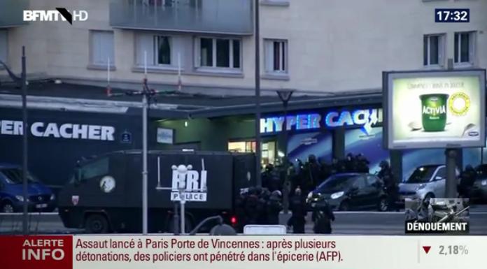 Atac terorist in cartierul evreiesc al Parisului - ianuarie 2015, Foto: Captura BFM TV