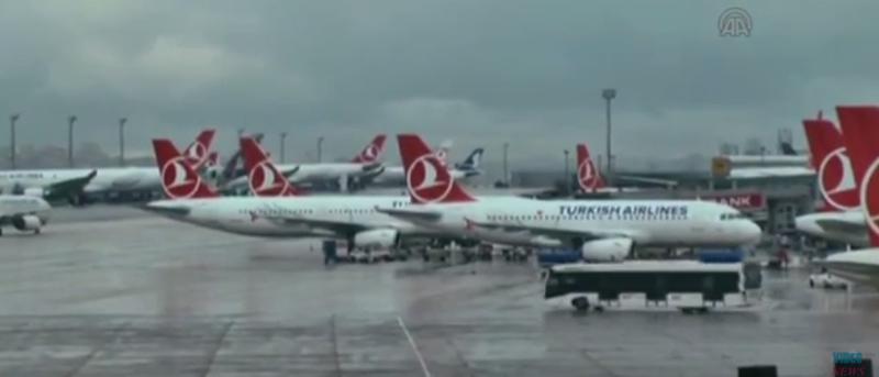 Avioane Turkish Airline, la sol din cauza vremii nefavorabile, Foto: Captura YouTube