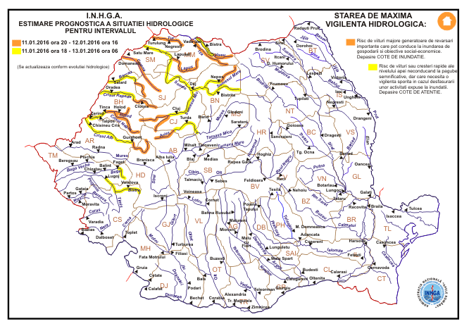 Avertizari hidrologice cod galben si cod portocaliu, Foto: inhga.ro