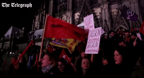 Proteste in Koln, dupa agresiunile sexuale din noaptea de Revelion, Foto: Captura The Telegraph