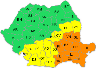 Cod galben si cod portocaliu de ninsori si viscol, Foto: ANM
