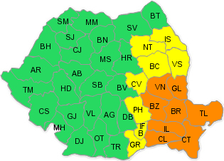 Cod galben si cod portocaliu de ninsoare si viscol, Foto: ANM