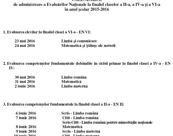 Calendarul Evaluarilor la clasele a II-a, a IV-a si a VI-a 2016, Foto: edu.ro