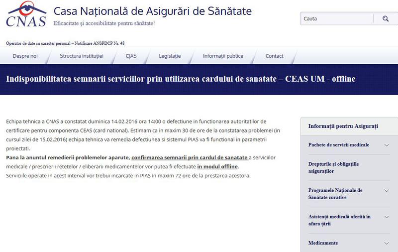 Anuntul facut de CNAS, Foto: Hotnews