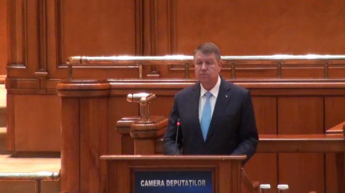 Klaus Iohannis in Parlament, Foto: Captura Privesc.eu