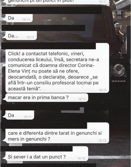 Fragment din discutii intre elevi de la Vianu, pe WhatsApp, Foto: Luminita Macsim