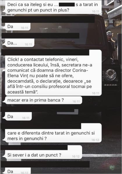 Fragment din discutii intre elevi de la Vianu, pe WhatsApp, Foto: Luminita Macsim