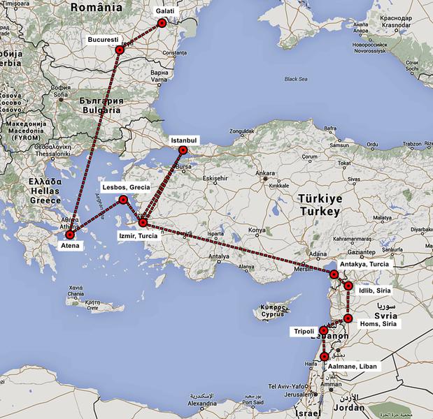 Traseul urmat de refugiat pana la Galati, Foto: Hotnews