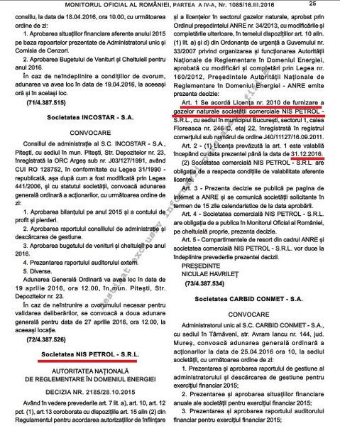 Decizia ANRE, Foto: Captura Monitorul Oficial