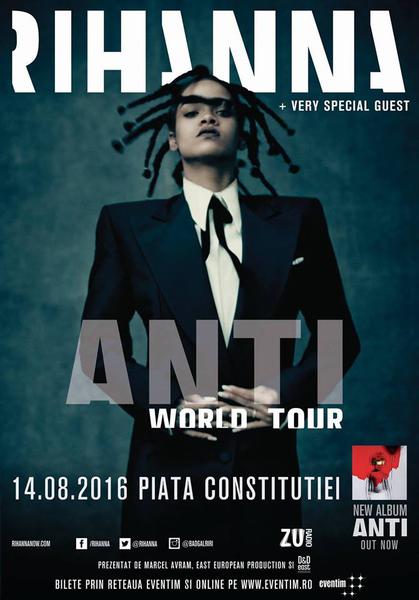 Afis concert Rihanna, Piata Constitutiei, 14 august 2016, Foto: D&D East Entertainment