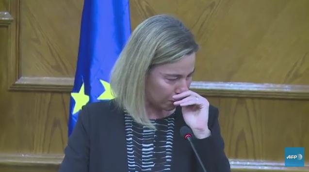 Federica Mogherini, in lacrimi, Foto: Captura YouTube