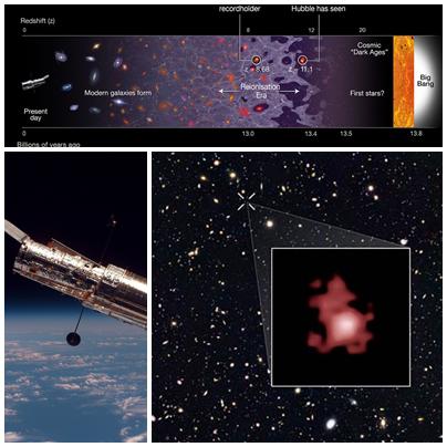 Imagini cu GN-z11 surprinse de Telescopul Hubble, Foto: Colaj foto