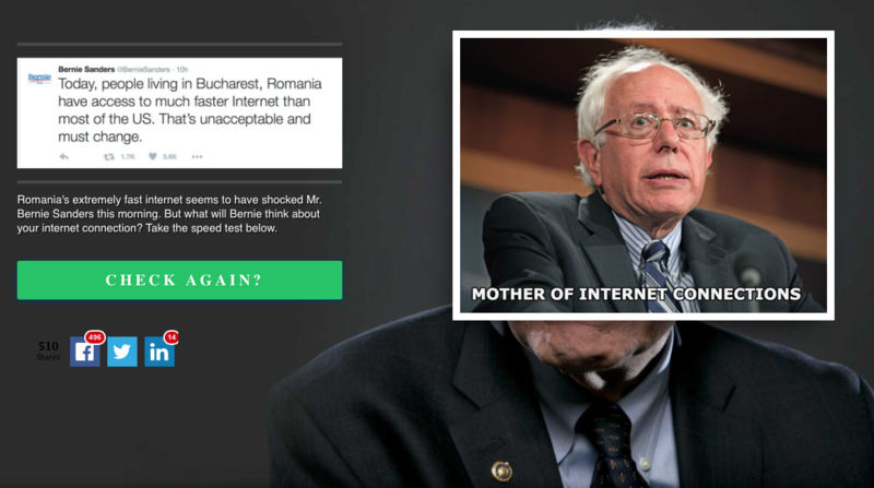 Site care masoara viteza de net cu numele lui Bernie Sanders, Foto: Hotnews