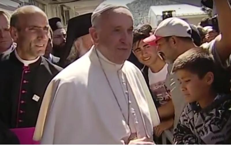 Papa Francisc pe insula Lesbos, Foto: Captura YouTube