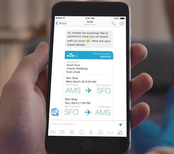 KLM pe Facebook Messenger, Foto: KLM