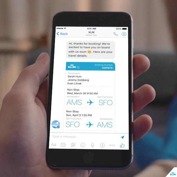 KLM pe Facebook Messenger, Foto: KLM