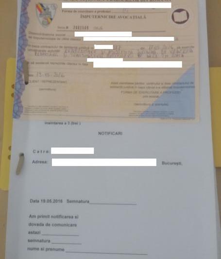 Notificare de dare in plata, Foto: Arhiva personala