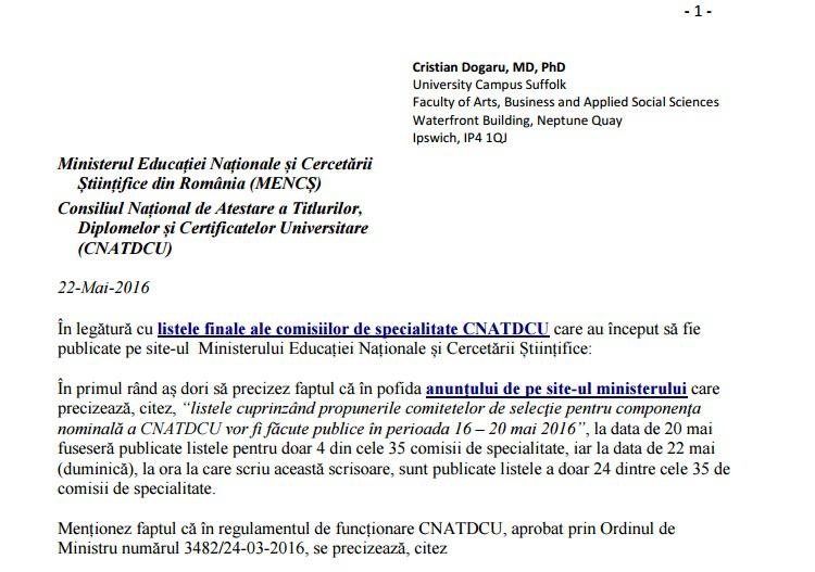 Scrisoarea deschisa a profesorului Cristian Dogaru, Foto: Hotnews