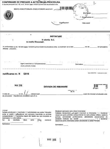 Dovada notificarii bancii, Foto: Arhiva personala