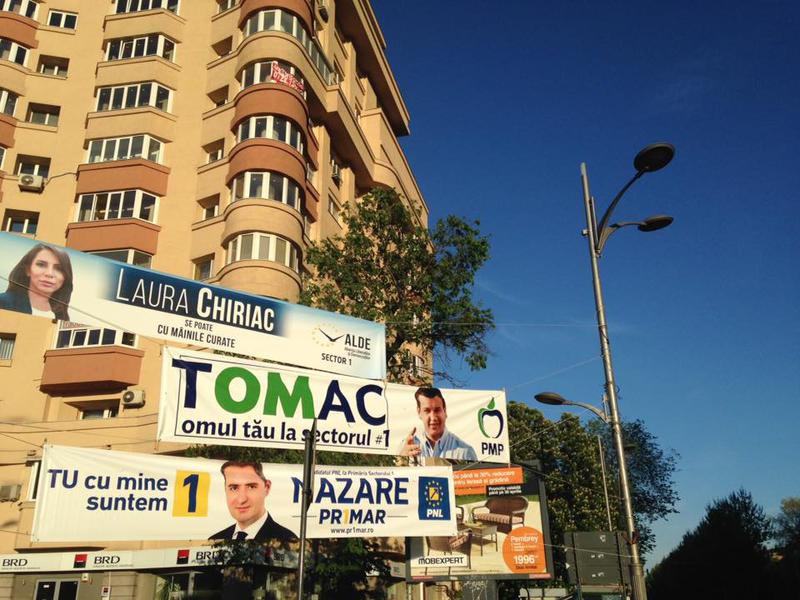 Trei bannere electorale in Sectorul 1 din Capitala, Foto: HotNews.ro/Iulia Rosca