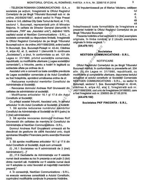 Schimbari in conducerea NextGen, Foto: Captura Monitorul Oficial