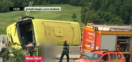 Autocarul rasturnat, Foto: Captura Digi 24